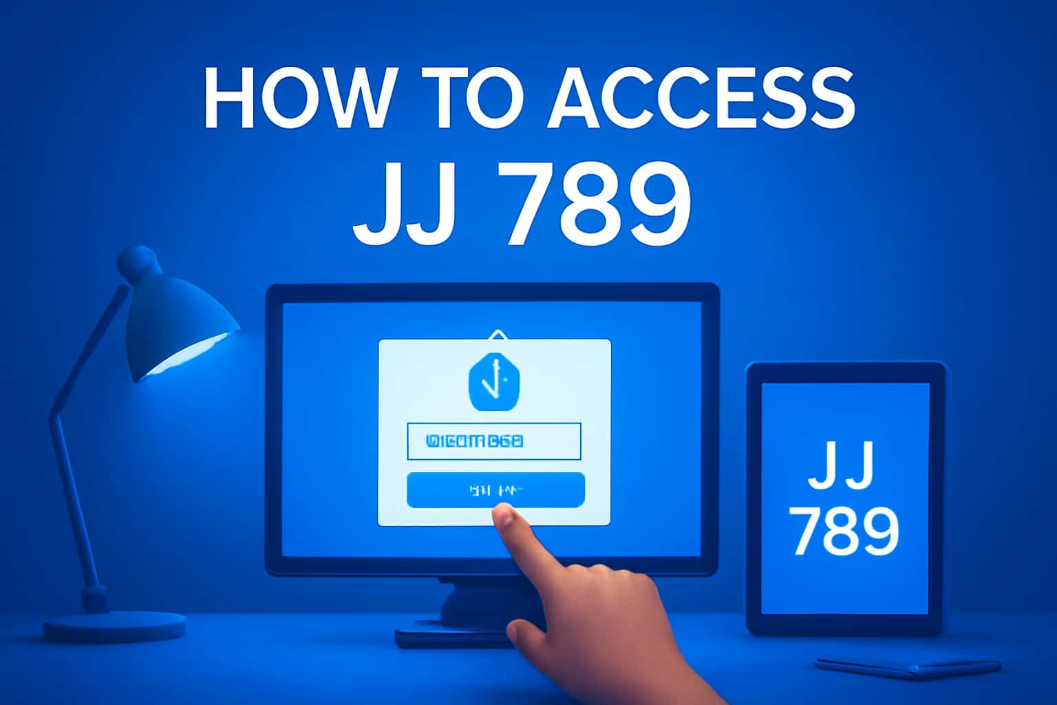 Informational scene depicting the access process for JJ 789 with necessary elements.