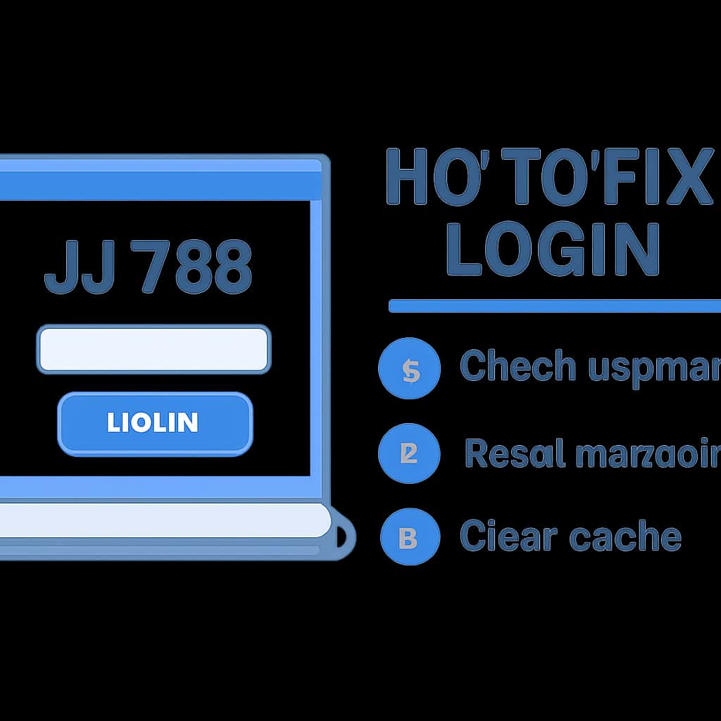 An educational diagram on resolving login issues for JJ 789.