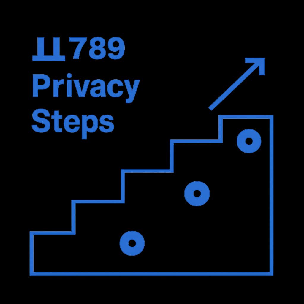 Diagram illustrating JJ 789 Privacy Steps.