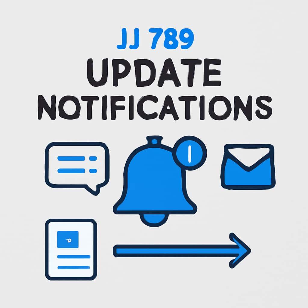 An educational diagram illustrating features of JJ 789 Update Notifications.