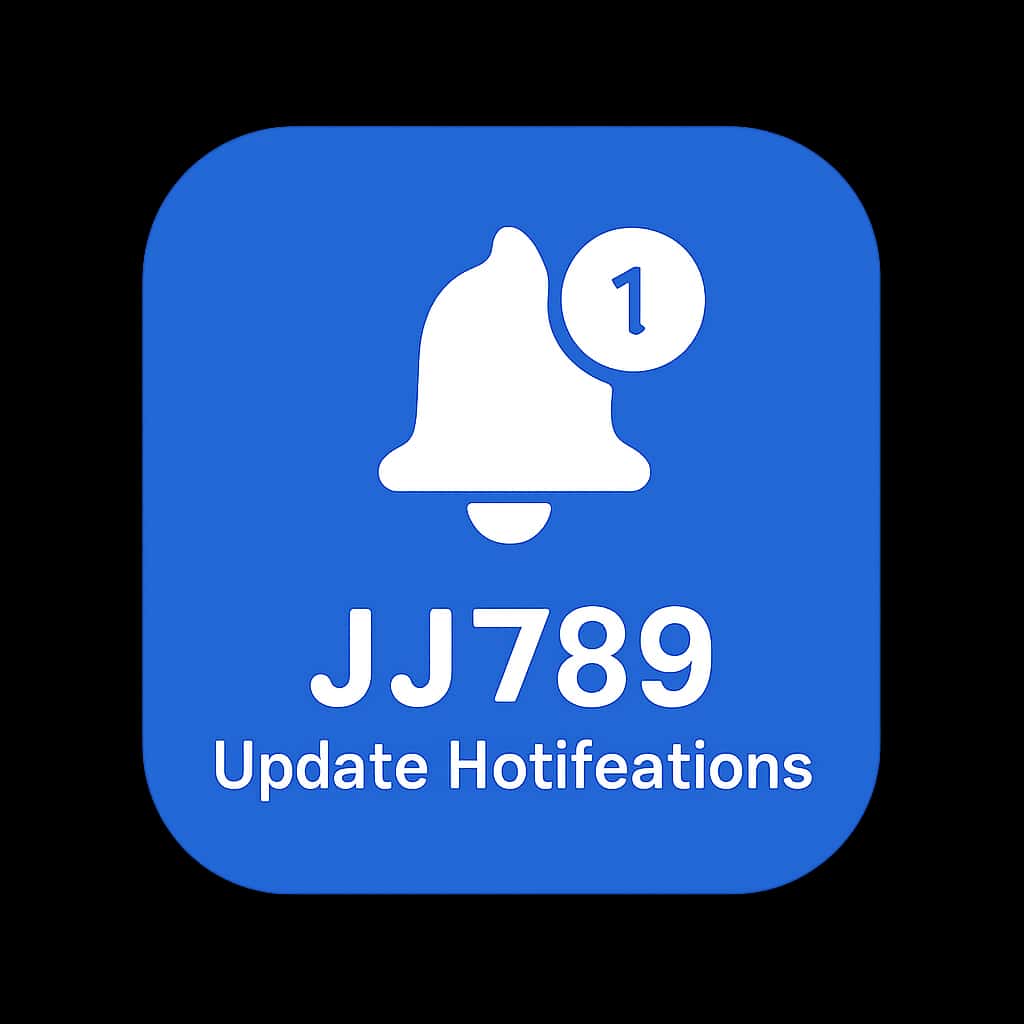 A sleek badge design for JJ 789 Update Notifications.