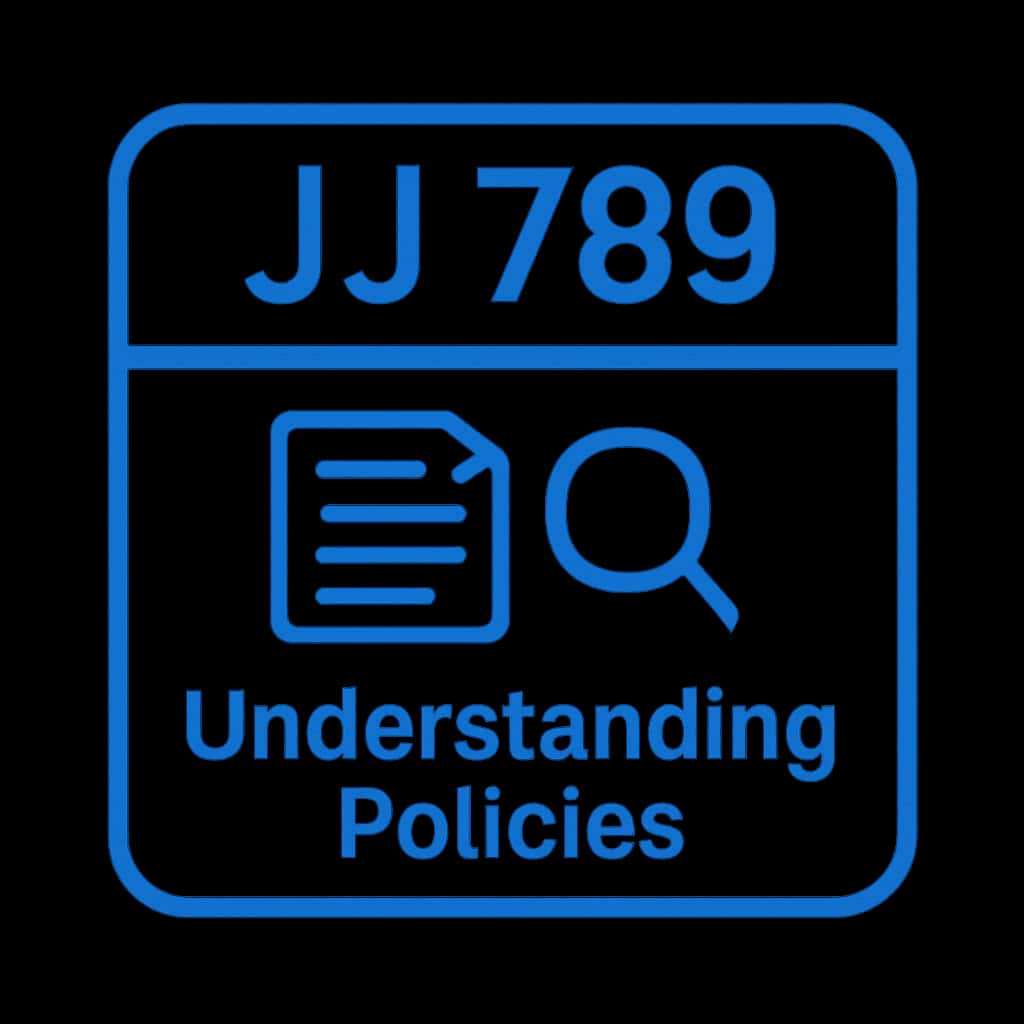 A badge representation of JJ 789 Policies.